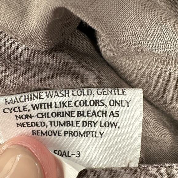 Eileen Fisher Brown A-Line Knee Length Ruffled Irish Linen Skirt Petite Small - Picture 6 of 8